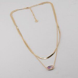 Kendra Scott Double Layer Snake Chain Tricolor Shell Necklace